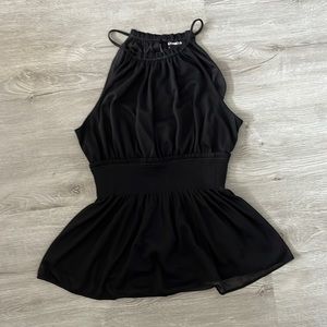 Black Sleeveless Peplum Top